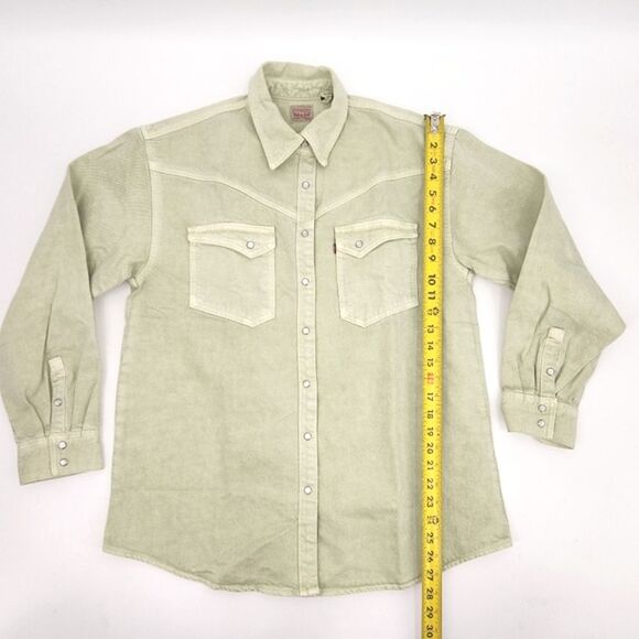 Levi's Dorsey XL  Denim Jean Shirt Western Relaxed Fit Small Meadow Mist Green - Picture 6 of 9